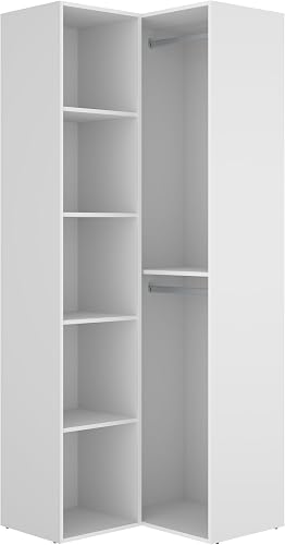 DEKIT GRUPO RIMOBEL SUIT - Armario-vestidor rinconero con trasera reversible - BLANCO/NATURAL - 205 x 84,5 x 84,5