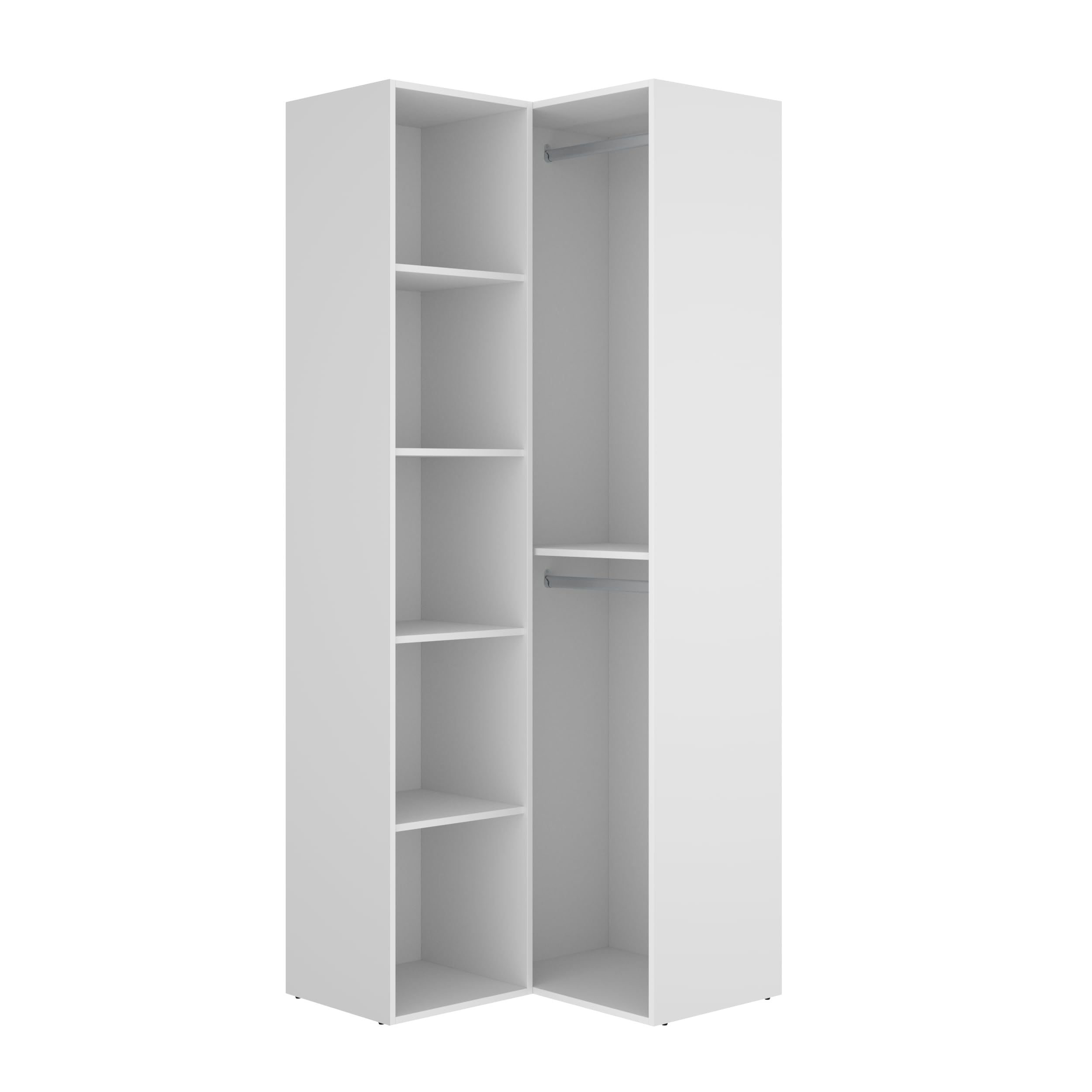 DEKIT GRUPO RIMOBEL SUIT - Armario-vestidor rinconero con trasera reversible - BLANCO/NATURAL - 205 x 84,5 x 84,5