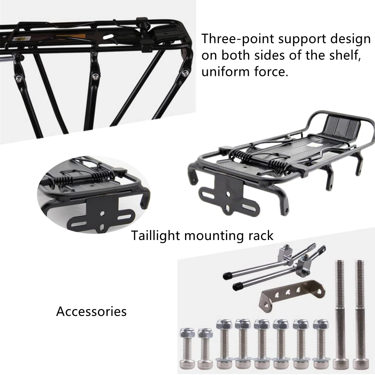 ETOPARS Portaequipajes para Bicicleta con Bastidor Trasero para Carga Montado en el Bastidor para Bicicletas de montaña Cargas Laterales Superiores más Pesadas