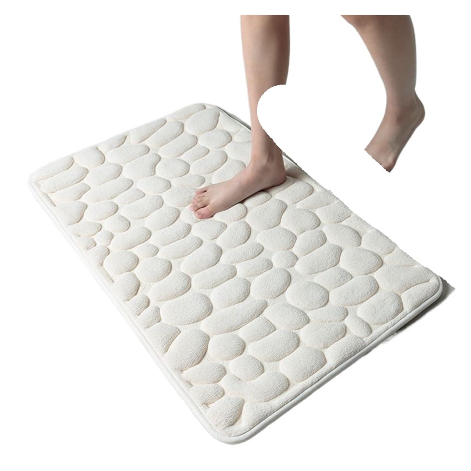 Tapis de bain mémoire de forme blanc 50x80 cm absorbant