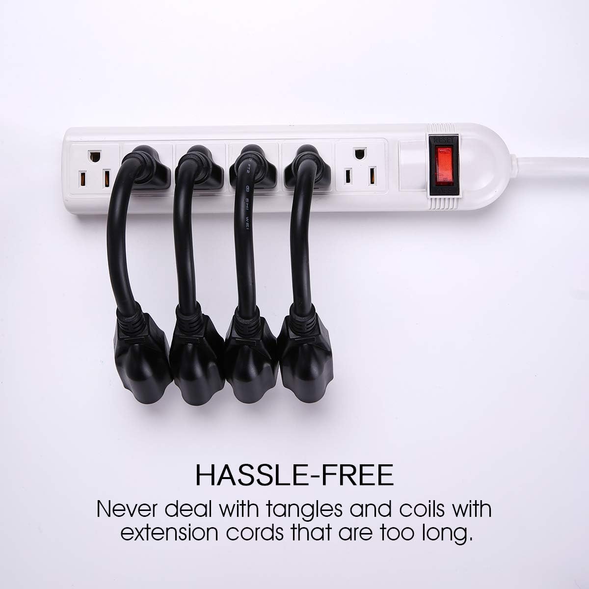 Buy Miady 4Pack Short Power Extension Cord & 4Pack Flat Plug