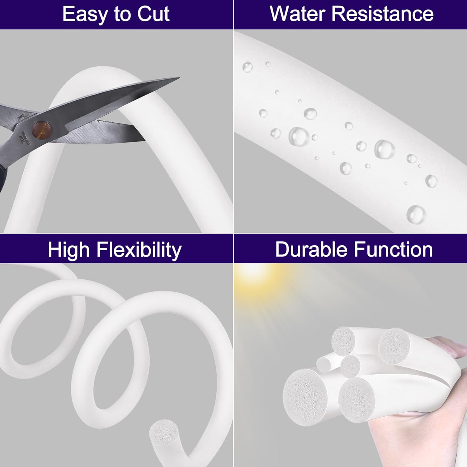 ToLanbbt Backer Rod EPDM Rubber 1" Diameter x 20' Length Caulk Saver Door Window Weather Stripping Seal for Concrete Filling Joints and Gaps (White)