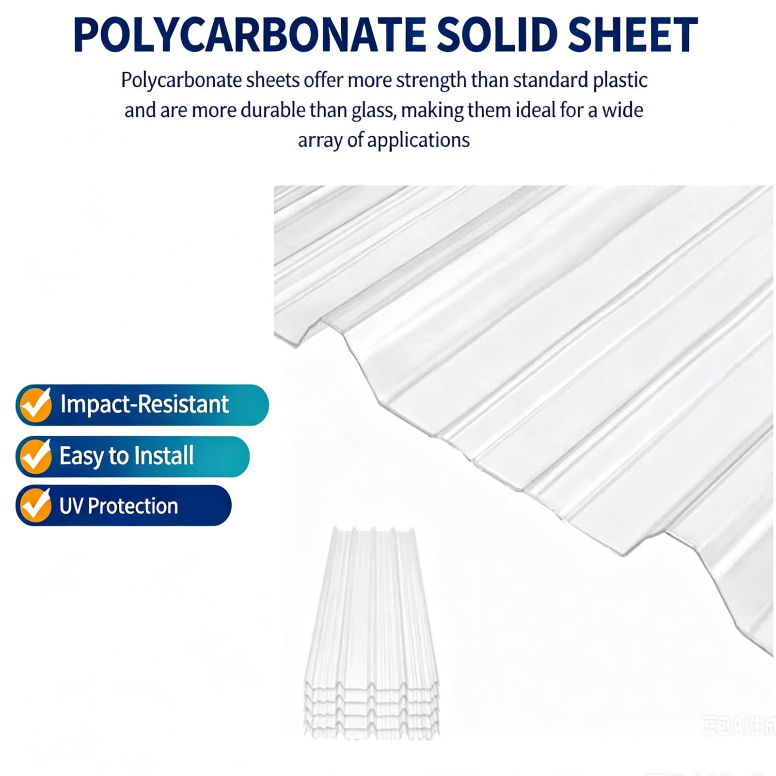Lámina Techo Policarbonato Transparente Aislado Impermeable Paneles Invernadero Cubierta para Agricultura Solario Multiuso Exterior 1PCS(0.9x1.6m (35x63in))