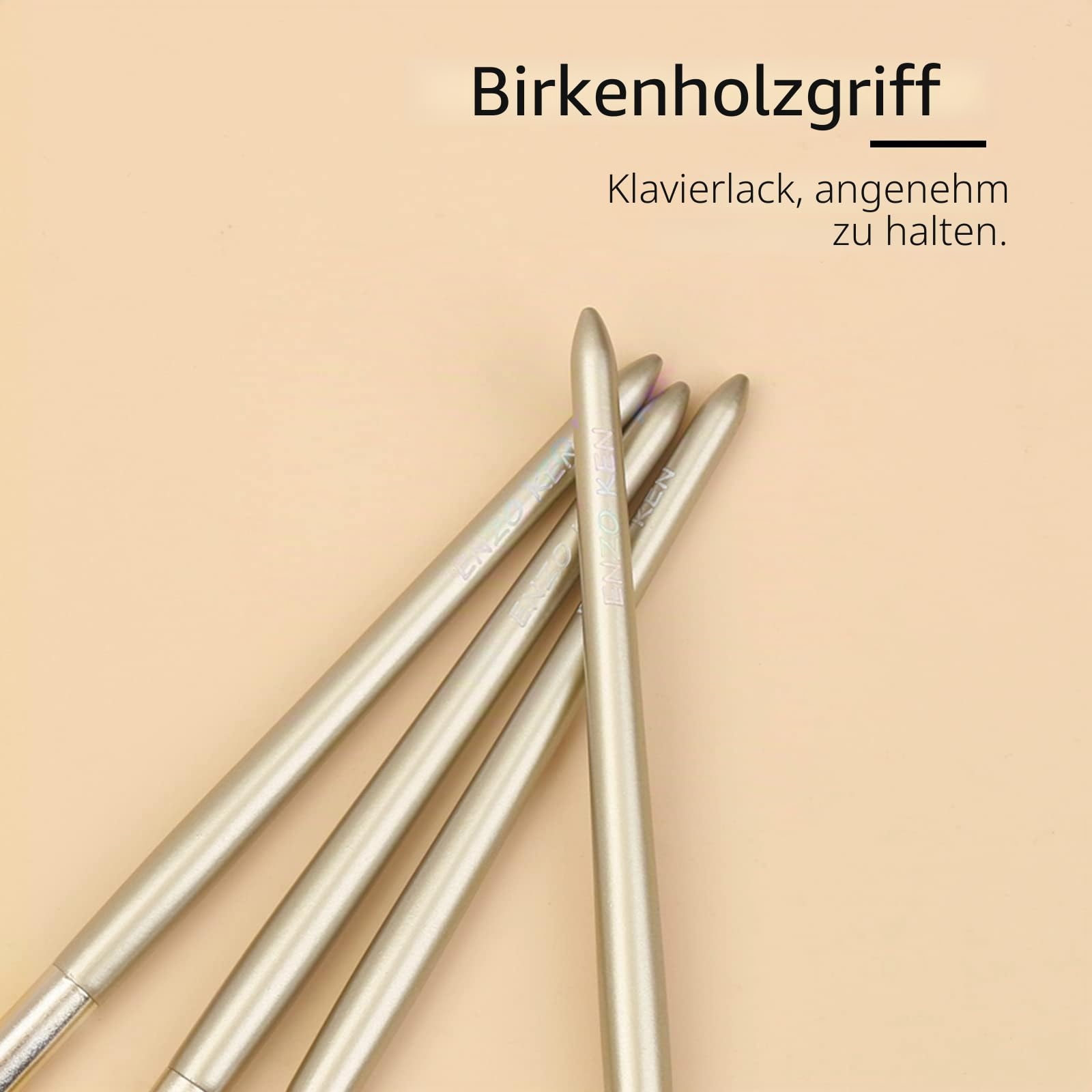 ENZO KEN Natürliches Haar Lidschatten Make up Pinsel Set mit Handtasche, für Unteraugen Concealer Mischung, Rauchige Augen, Augenbraue, Geschwollene Augenringe. E200-Gold