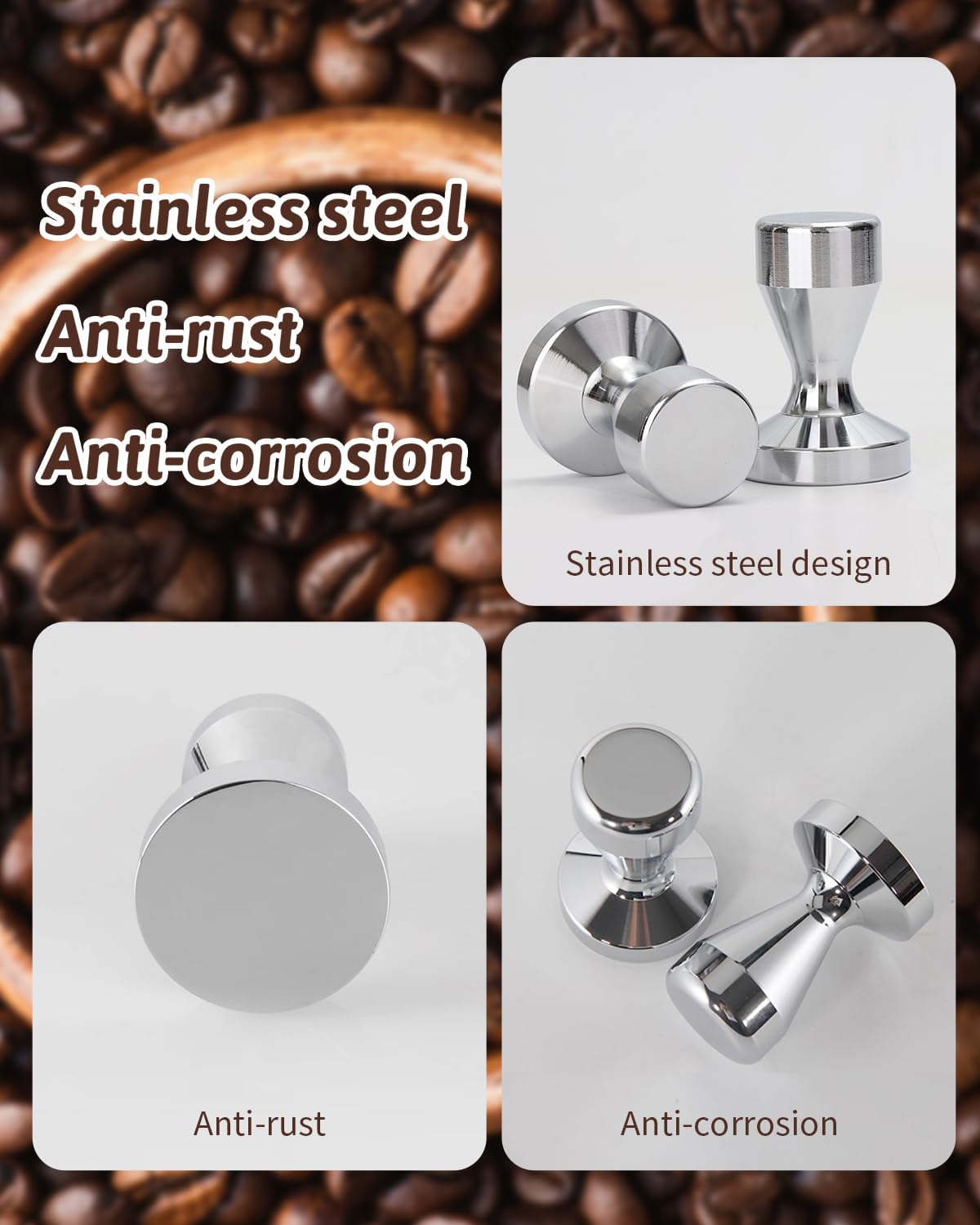 51mm Stainless Steel Espresso Tamper Flat Base Coffee Tamper Tamper Tool Espresso Expresso Hand Press Tamp Espresso Accessories — view 5
