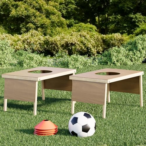 Danrelax Backyard Soccer Game with 2 Tables 1 Ball 4 Cones Soccer Training Equipment Portable Football Practice Outdoor Game for Backyard Beach Field Fun No Assembly Needed