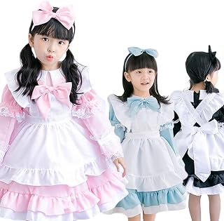 [JUNDOMECY] メイド服 子供 アリス コスプレ メイド 女の子 衣装 大きいサイズ 可愛い 長袖 半袖 ゴスロリ ワンピース エプロン カチューシャ ハロウィン パーティー イベント 演出服 撮影 5点セット