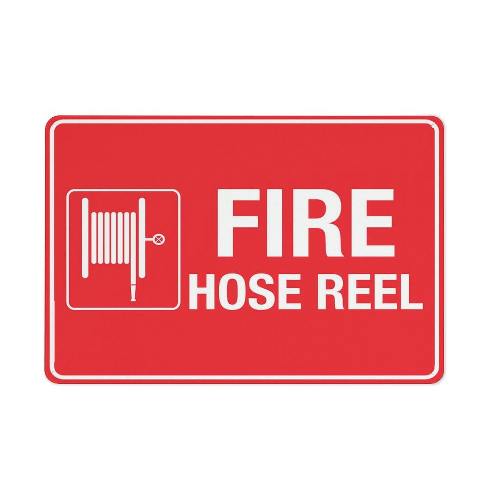 peiyeety Fire Hose Reel (With Icon) Sign For Business - 8"x12" Rust Free Aluminum UV Printed, 4 Pre-Drilled Holes, Durable Weatherproof