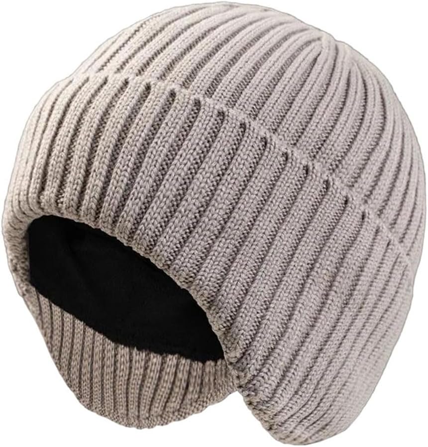 Men Women Running Cycling Hat with Ear Snow Warm Knit Skull Cap Fleece Beanies