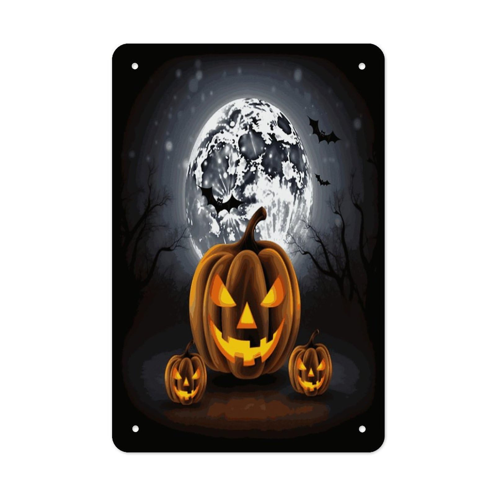 Btcowzrv Style Halloween Moon Bat Pumpkin Metal Tin Sign Wall Decor Hanging Plaque