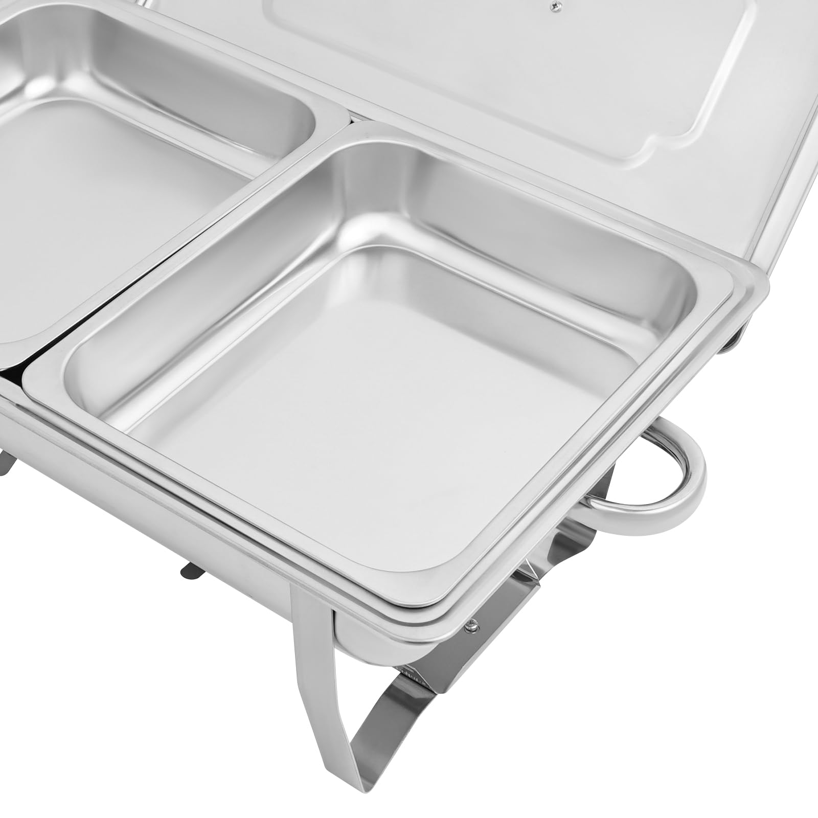 Chafing Dish - Set da buffet rettangolare in acciaio inox da 7,5 l, pieghevole, contenitore termico per catering, buffet e feste