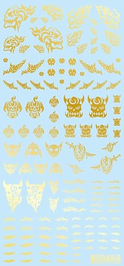 HiQ Parts Tattoo Decal 02" Skull Gold (1pc) - Model Building Tools and Accessories # TTD-02-GLD