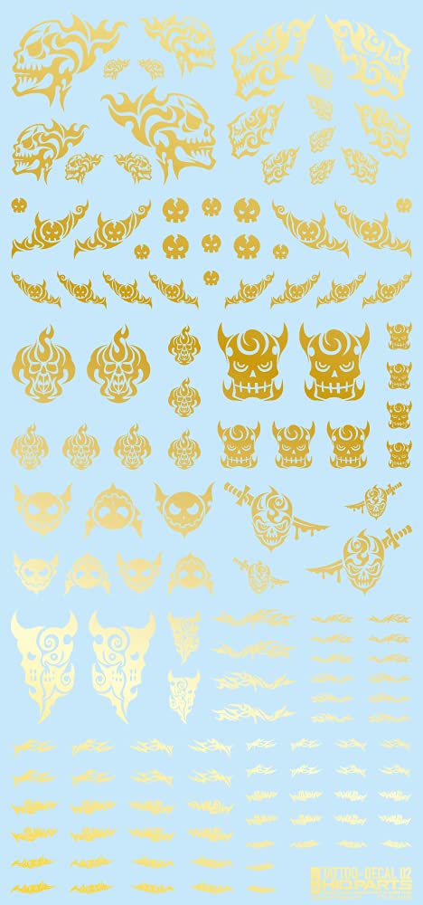 HiQ Parts Tattoo Decal 02" Skull Gold (1pc) - Model Building Tools and Accessories # TTD-02-GLD