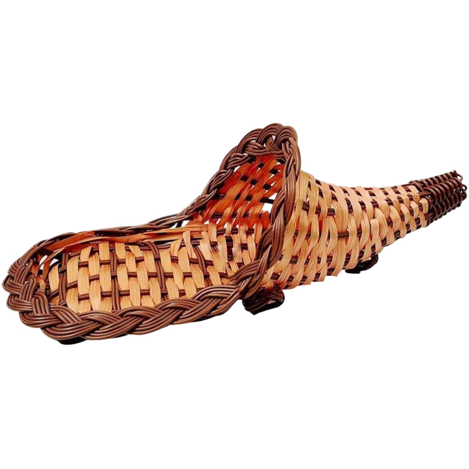 Stazamor 1Pc Cornucopia Basket 15.4 Inch Weaving Horn Of Plenty Fruit Basket Breathable Thanksgiving Cornucopia Centerpiece For Fall Table Decor Party Home Display