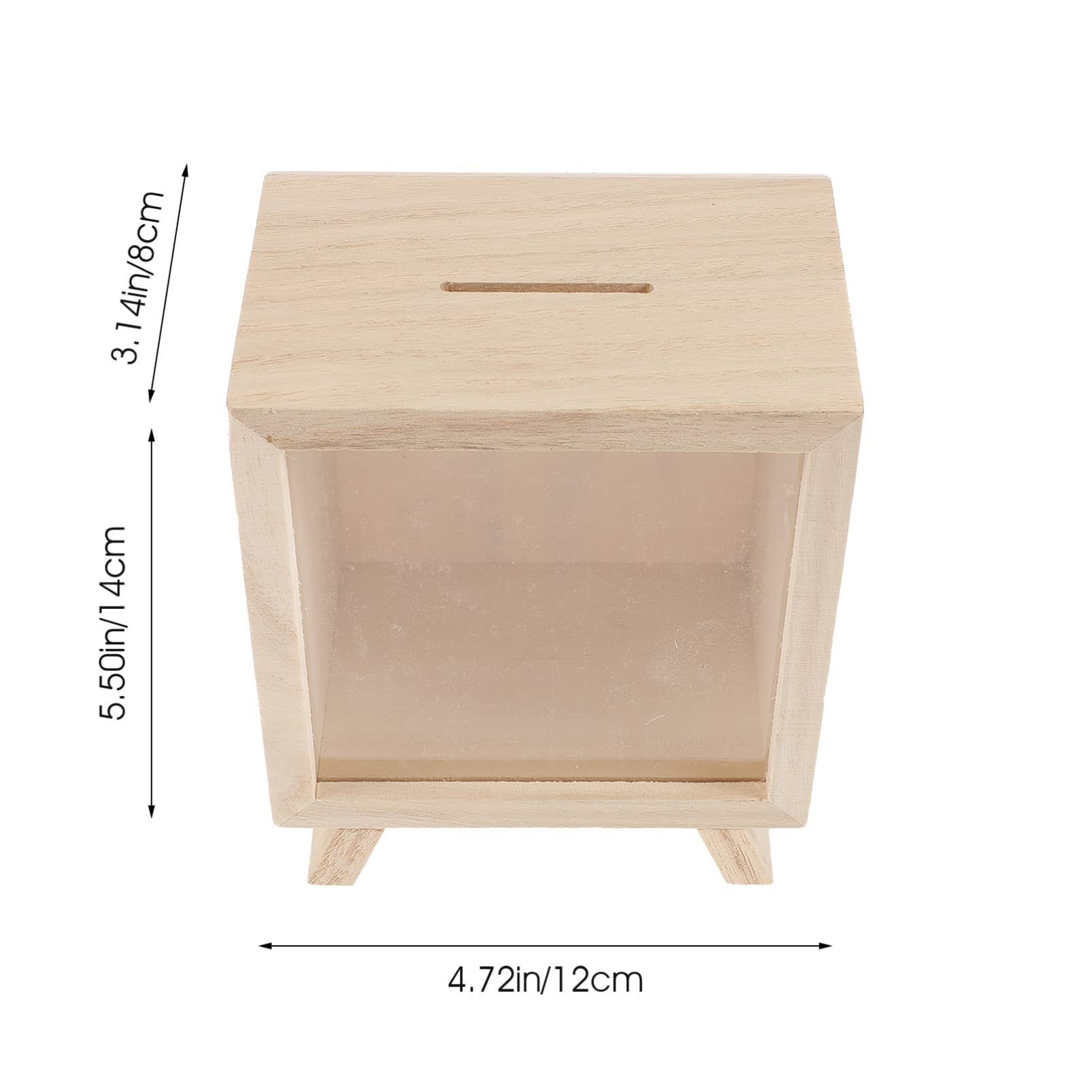 1Pc Piggy Bank, Wooden Piggy Bank Clear Piggy Bank Savings Box Tip Jar Savings Jar Decorative Shadow Box Clear Tips Coin Bank Money Jar for Money Coin Cash Saving, Deposit Only