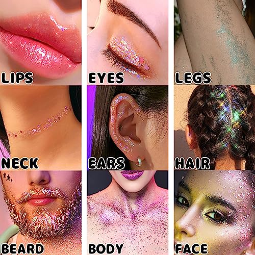 Body Glitter Gel, Glow In The Uv Black Light Biodegradable Fine Glitter Mixed With Gel Makeup - Vegan Hair, Face & Body Glitter Shimmer - Christmas Glitter Makeup - 3.52Oz (Silver) #TOP5
