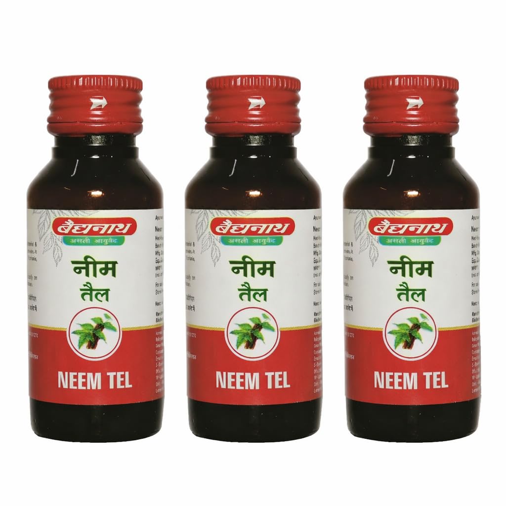 Baidyanath Asli Ayurved Neem Oil (Tel) - 50 ml (Pack Of 3) – 100% Pure Neem Seed Oil for Skin & Scalp Care & Itchy Skin| For External Use Only