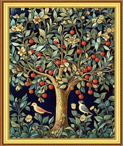 Image of Foxnyart Stamped Cross Stitch Kits Full Range of Embroidery Needlework Starter Kits for Beginners Adults 11CT Embroidery Patterns Art Crafts DIY Needlepoint Kit-Little Bird Tree of Life 16x20 inchs