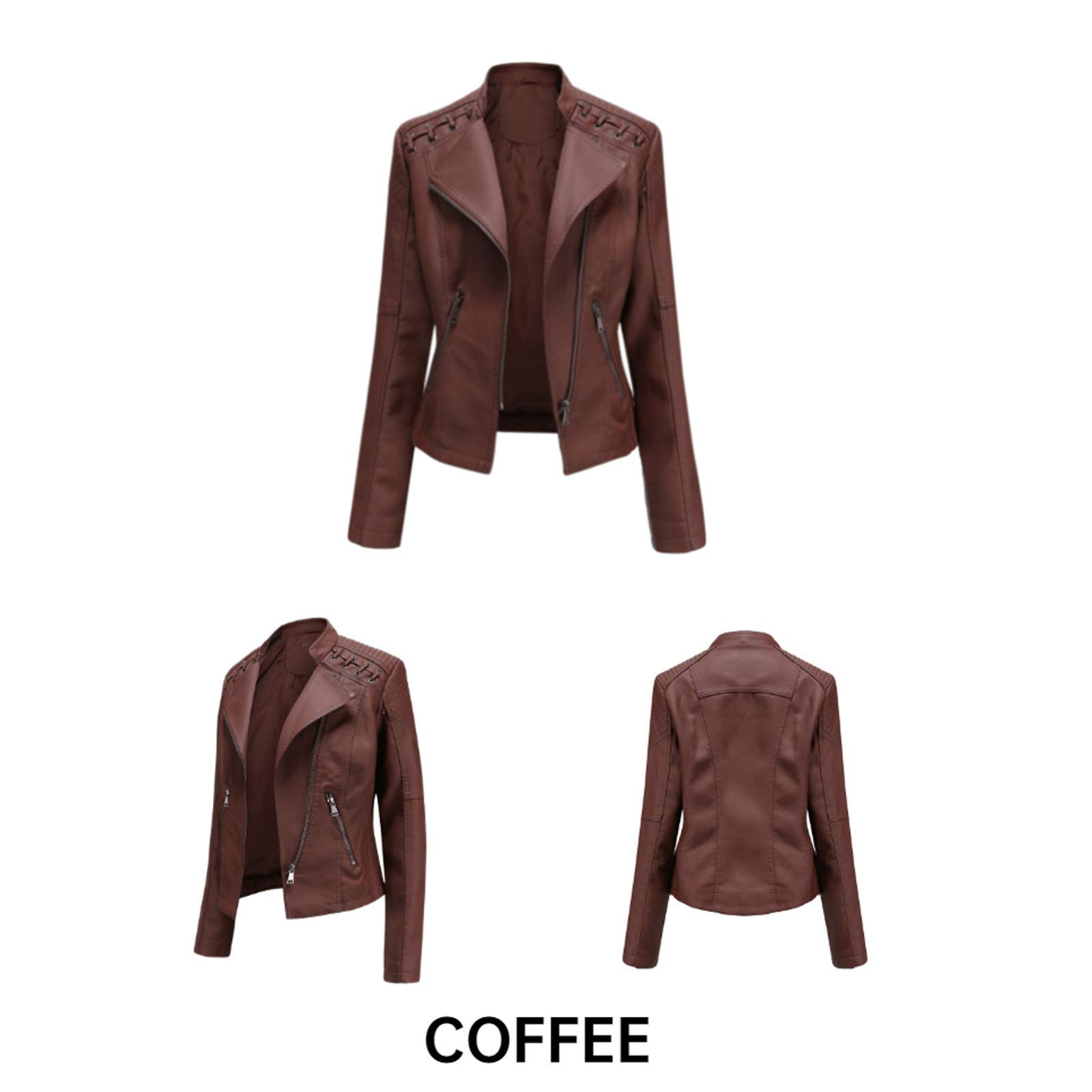 Chaqueta Mujer Invierno Abrigos De Cazadora Forro Polar，Mujeres Chaqueta Motor Solapa Abrigo Cremallera Corto Punk Recortado Tops Forro Polar