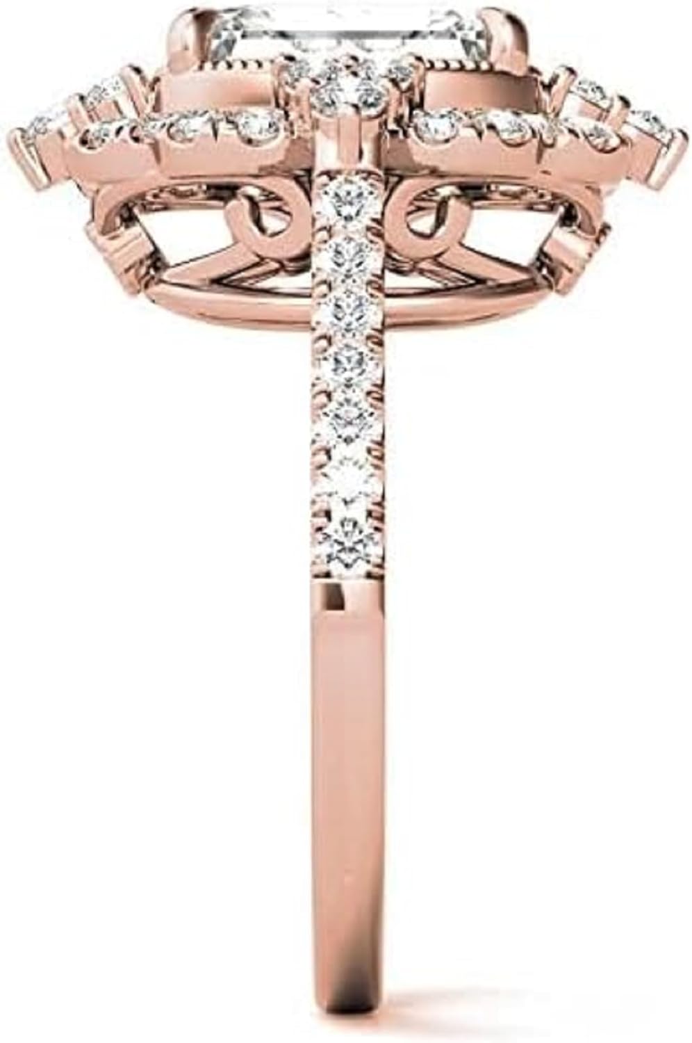 2-4 CT Emerald Cut Unique Halo Moissanite Ring Diamond Engagement Rings for Women Wedding Bridal Set Vintage Antique Anniversary Promise Gift for Woman