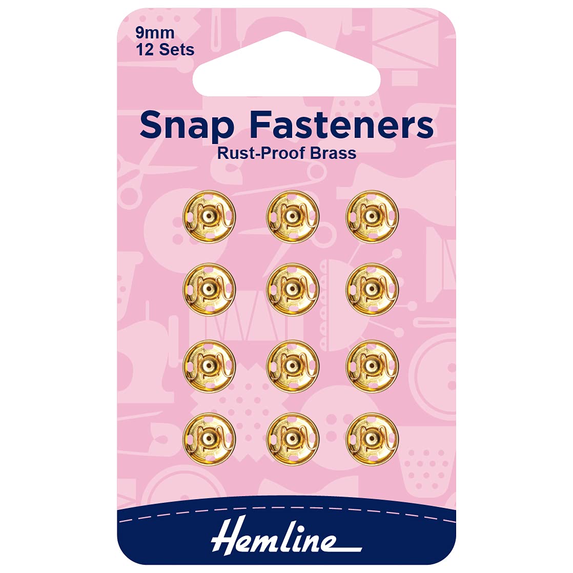 Hemline Gold Sew-On Snap Fasteners In (Various Sizes)
