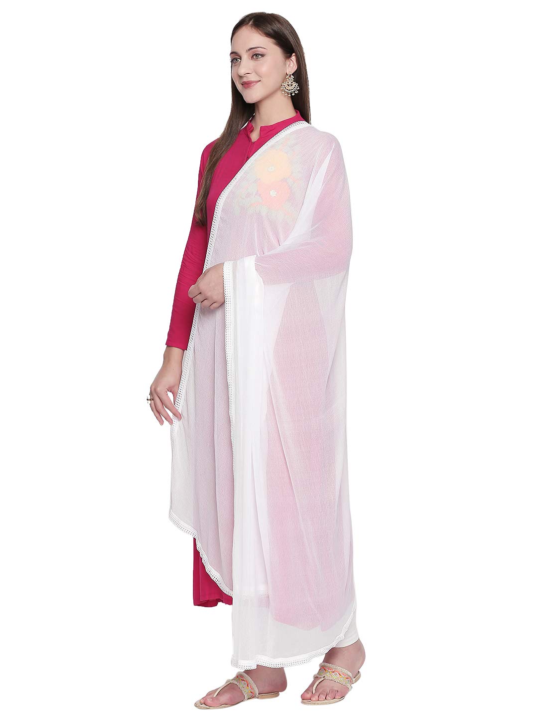 DUPATTA BAZAAR Woman's White Chiffon Dupatta - Image 3 thumbnail