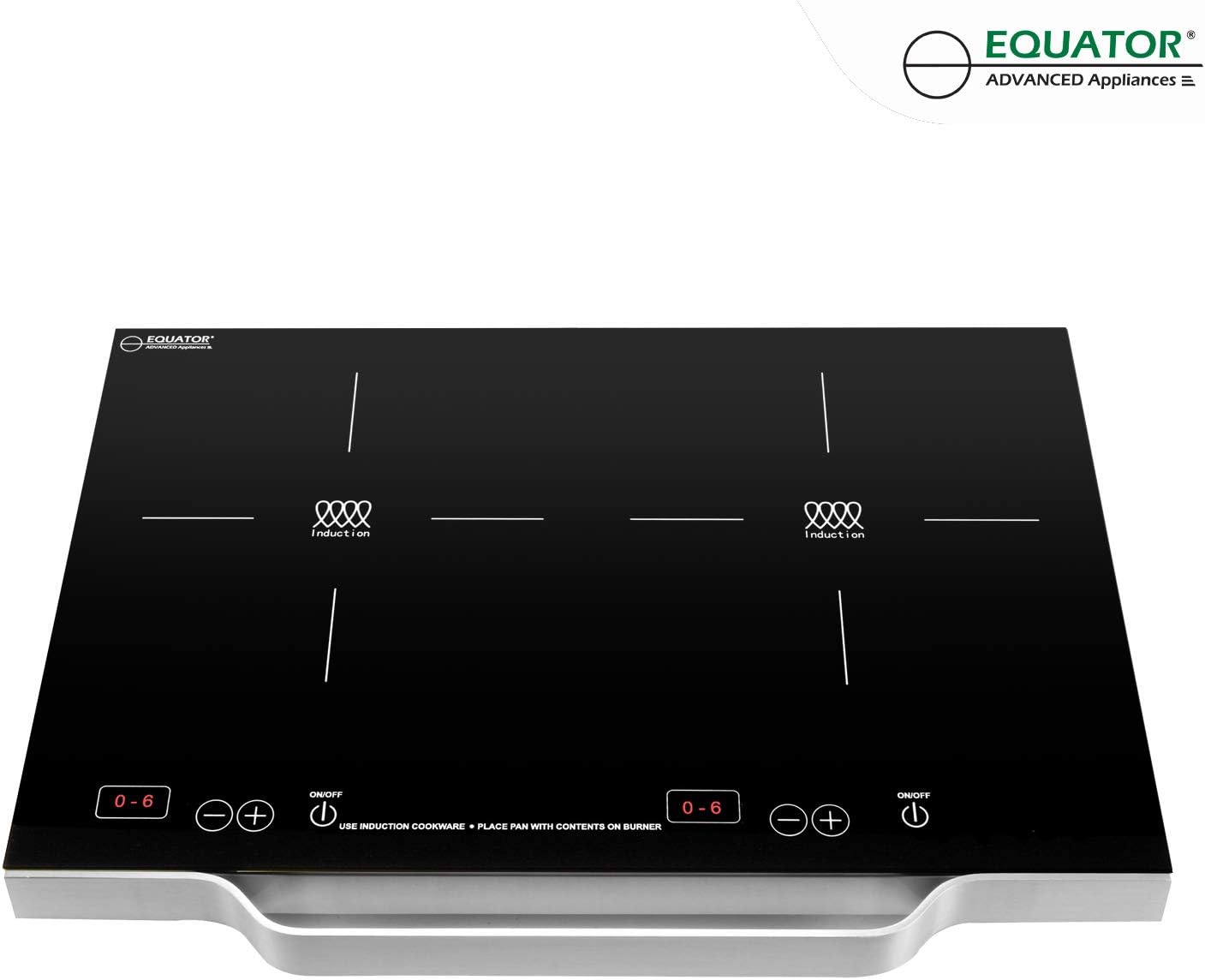 Equator 21" Portable 2-Burner Induction Cooktop LIGHT with ALUMINUM HANDLE 110V