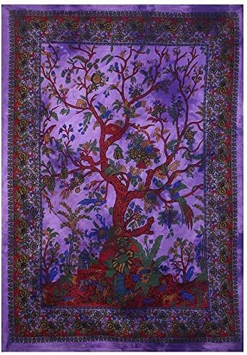 ART WORLD Tapestry Tree of Life Boho Hippie Psychedelic Gypsy Mandala Beach Throw Blanket Mat Bedspread Living Room Decoration Wall Hanging (Purple, Poter (30x40 Inches))