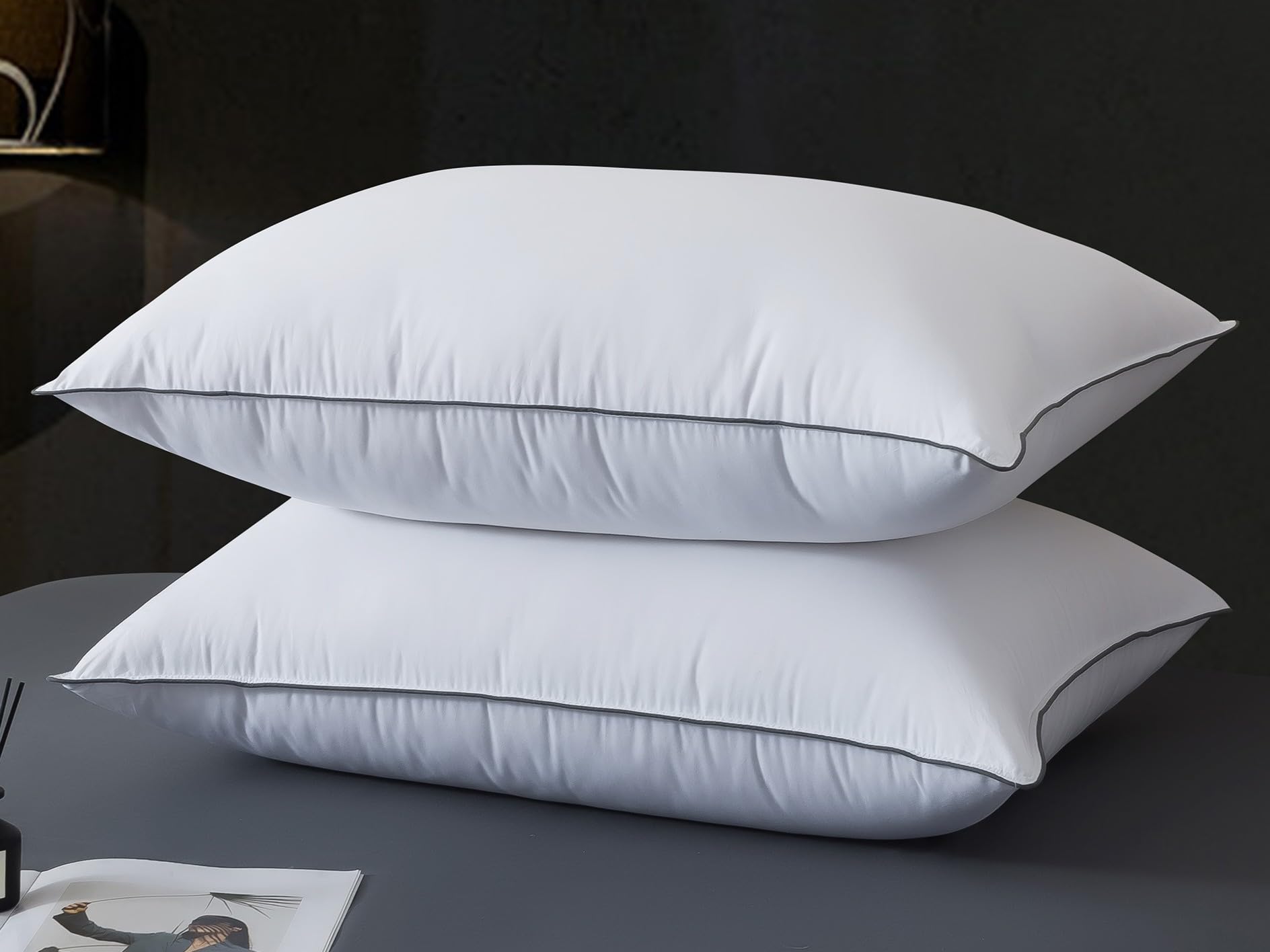 WhatsBedding Goose Down Pillows Queen Size Set of 2