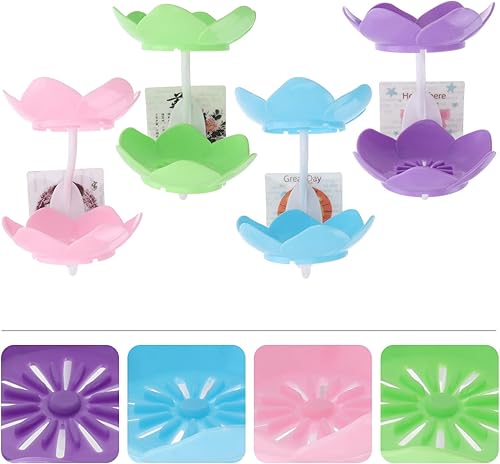Miniatura 9 de Alipis Jabonera de flores en forma de flor 4pcs Jabonera floral Jabón de pared Soporte de jabón de pared de succión