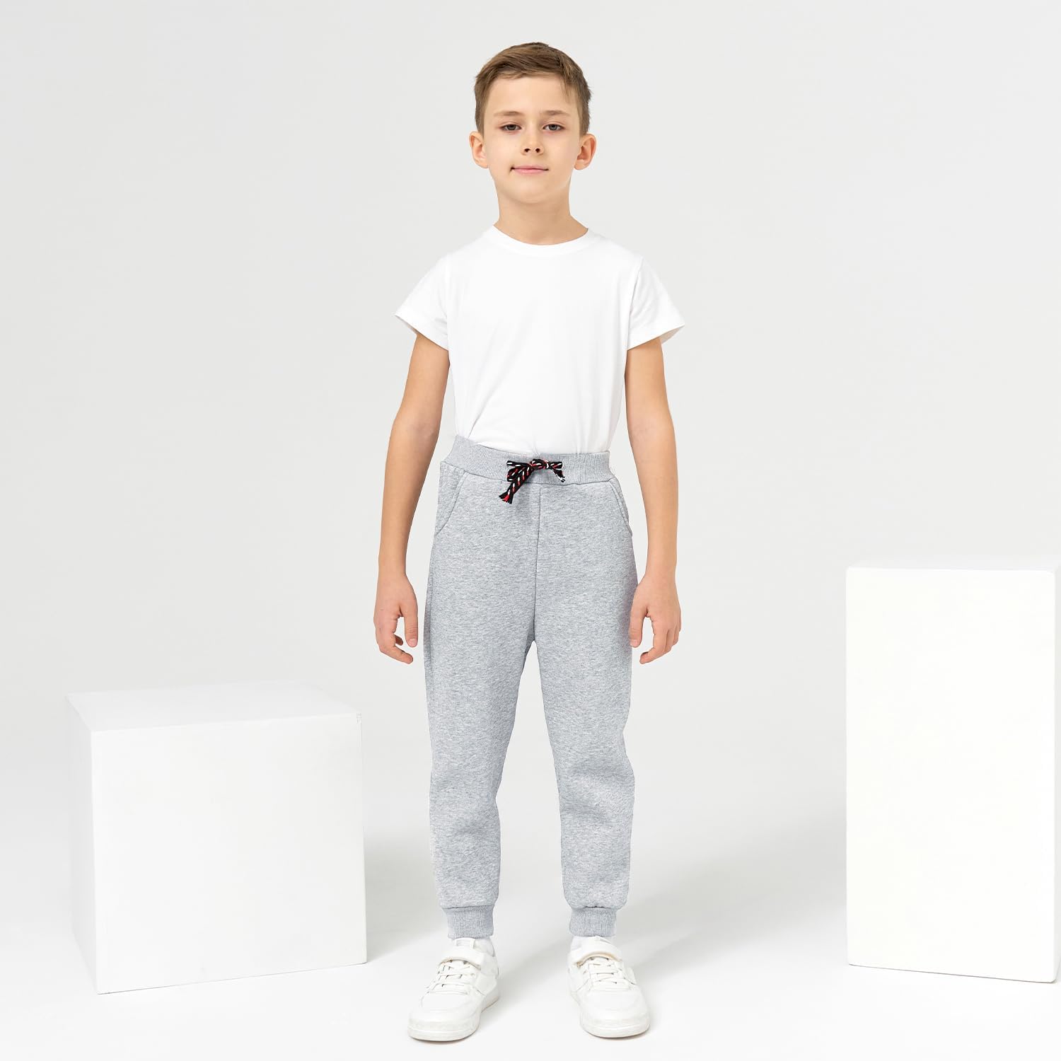 3 Pack Boy's and Girl's Fleece Pull on Jogger Sweatpant with Pockets and Drawstring 2-13 Years - Image 2