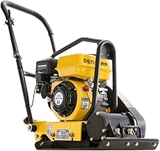 DENQBAR Profi Rüttelplatte mit Benzinmotor mit 75 kg und 12 kN Verdichtungsdruck inkl. PU-Matte & Transportfahrwerk