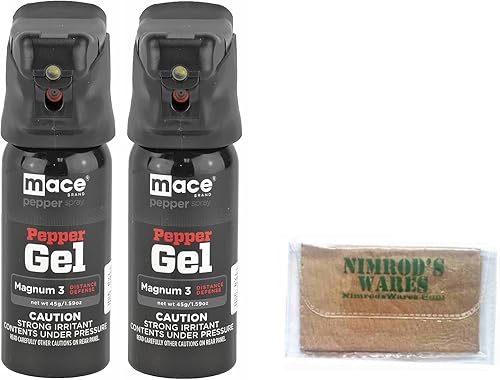 Nimrod's Wares Mace PepperGel Night Defender 80352 80817 Paquete de 2 paquetes con paño de microfibra