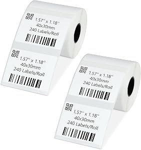 M110 Label Sticker Label Maker Tape, 1.57''x1.18'' (40x30mm), 240 Pcs/Roll, 2 Rolls, Thermal Label Paper for Phomemo M110 M221 M220 M120 M200 M110s, Self-Adhesive Multi-Purpose Label Tape