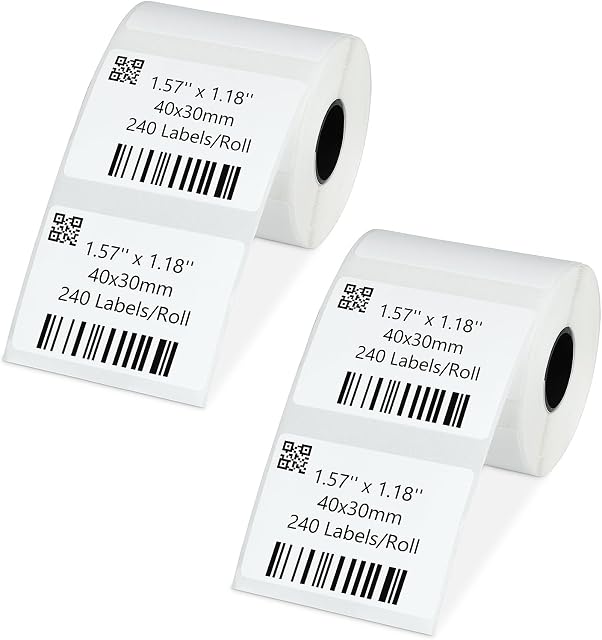 M110 Label Sticker Label Maker Tape, 1.57''x1.18'' (40x30mm), 240 Pcs/Roll, 2 Rolls, Thermal Label Paper for Phomemo M110 M221 M220 M120 M200 M110s, Self-Adhesive Multi-Purpose Label Tape