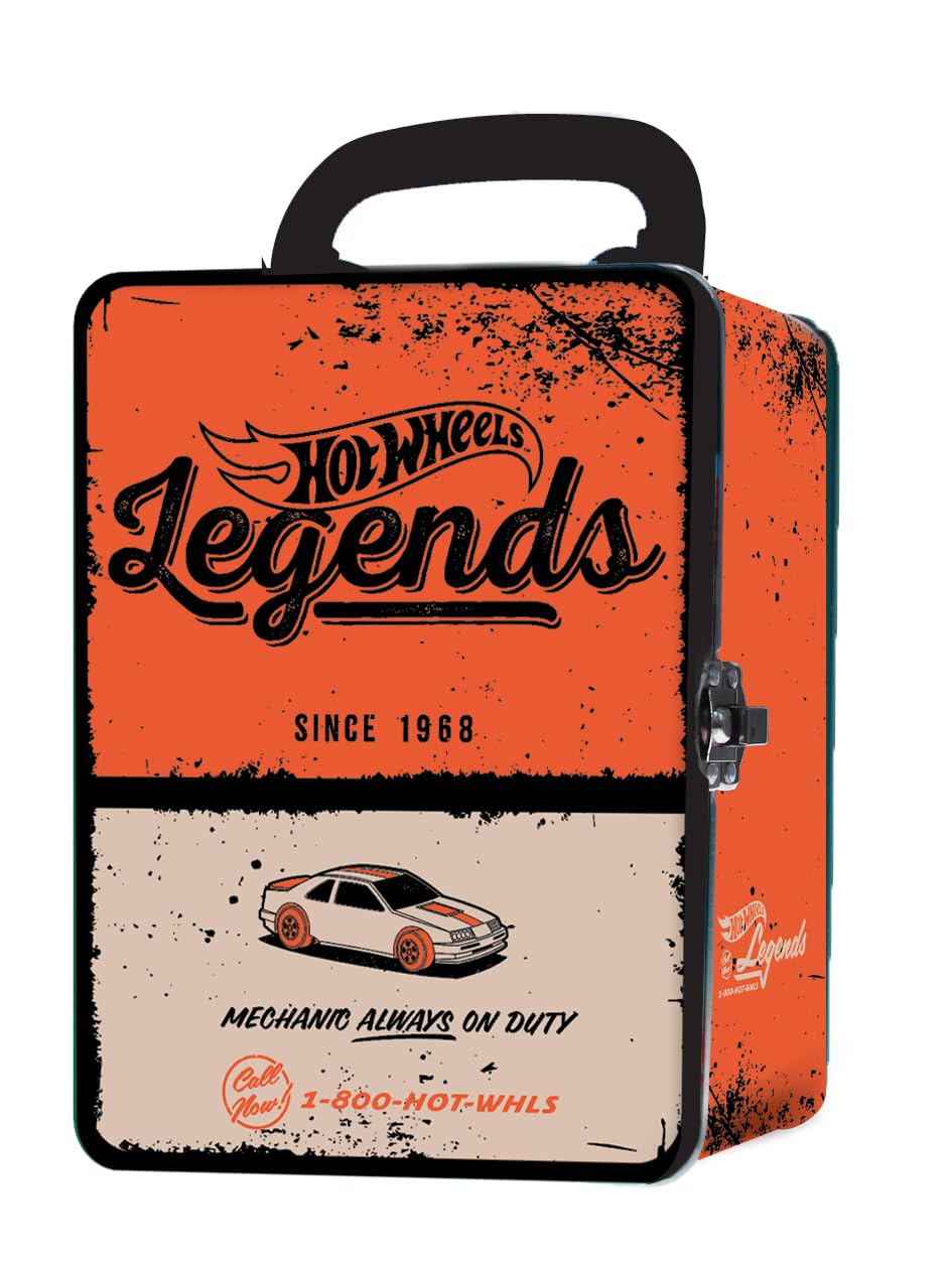 Vintage Hot Wheels 1:64 Scale cars Metal Car Carry Case I 18 Toy Storage & Organiser Gift for Collectors Kids Ages 3 Years Old Up 3D HW Race lid design (Cars not included)