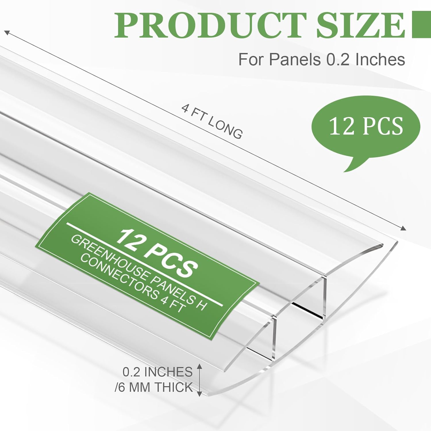 tandefio 12 pcs 4 ft polycarbonate greenhouse panels h connectors fits 6 mm polycarbonate panels clear roofing greenhouse accessories 12 0.2 inch thick