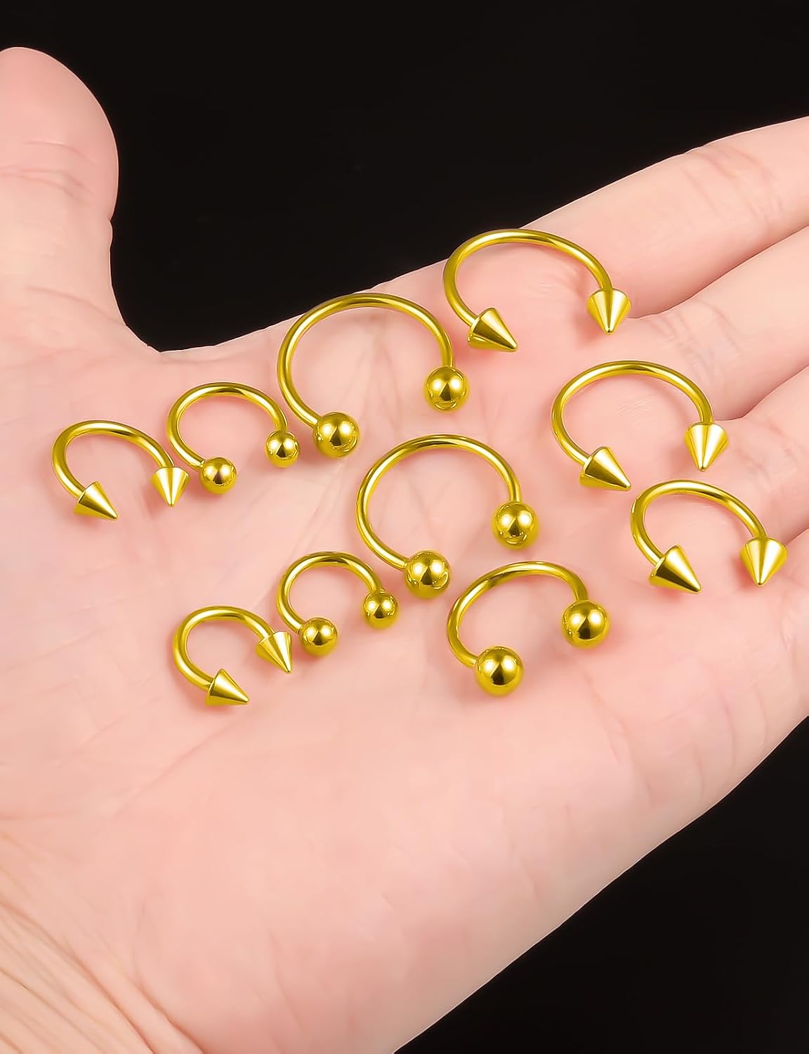 Septum Rings 14G Surgical Steel Snake Bite Jewelry Long Spike & Round Horseshoe Lip Rings Smiley Piercing Jewelry for Women Men 6mm 8mm 10mm 12mm 14mm
