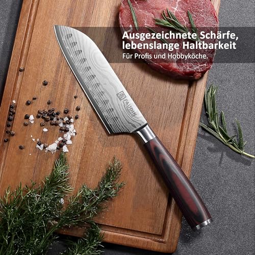 PAUDIN PAUDIN Santokumesser 13 cm, Ultrascharfes Küchenmesser aus Hochkohlenstoff-Edelstahl, Ergonomisch&Vielseitig für Fleisch, Gemüse&Obst, Ideal für Hobbyköche&Profis, Nachhaltig mit lebenslanger Garantie - Detailansicht 8 | Küchenmesser