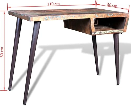 Miniatura 2 de Bopdu Escritorio de madera recuperada, escritorio para computadora, oficina en casa, mesa de escritura, estación de trabajo, escritorio de estudio