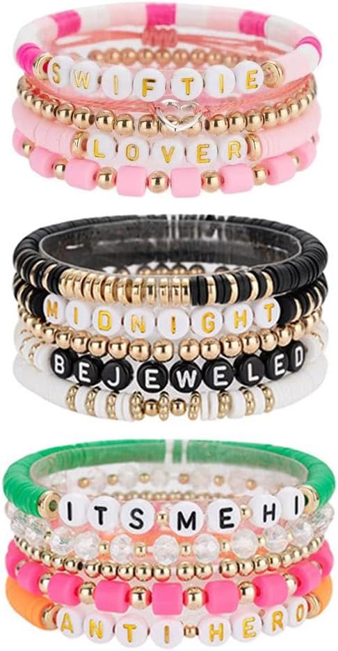 Puleyun Taylor Lover Bracelets, TS Album Inspired Bracelet, Taylor Friendship Bracelets, Summer Beach Bohemian Layering Bracelets Set
