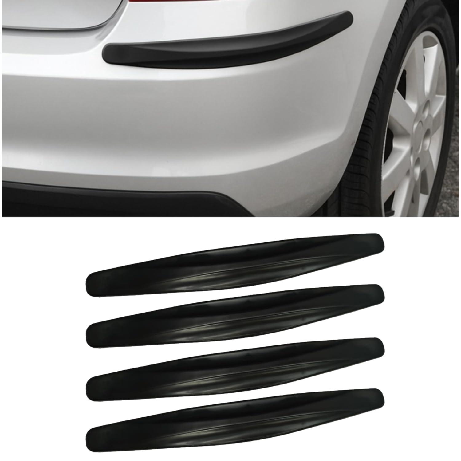 Universal Rubber Car Bumper Protector Guard| Anti Collision, Durable & Scratch Proof Strip Set of 4 Pcs, Black-image-37