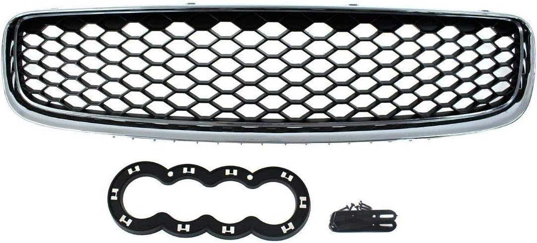 Front Sport Grill compatible with Audi Tt 8N Rs-Style Chrome Black 1996 1997 1998 1999 2000 2001 2002 2003 2004 2005 2006 E-4399 Front Grill Front Central Grill Sport Honeycomb Mesh Grille Sport