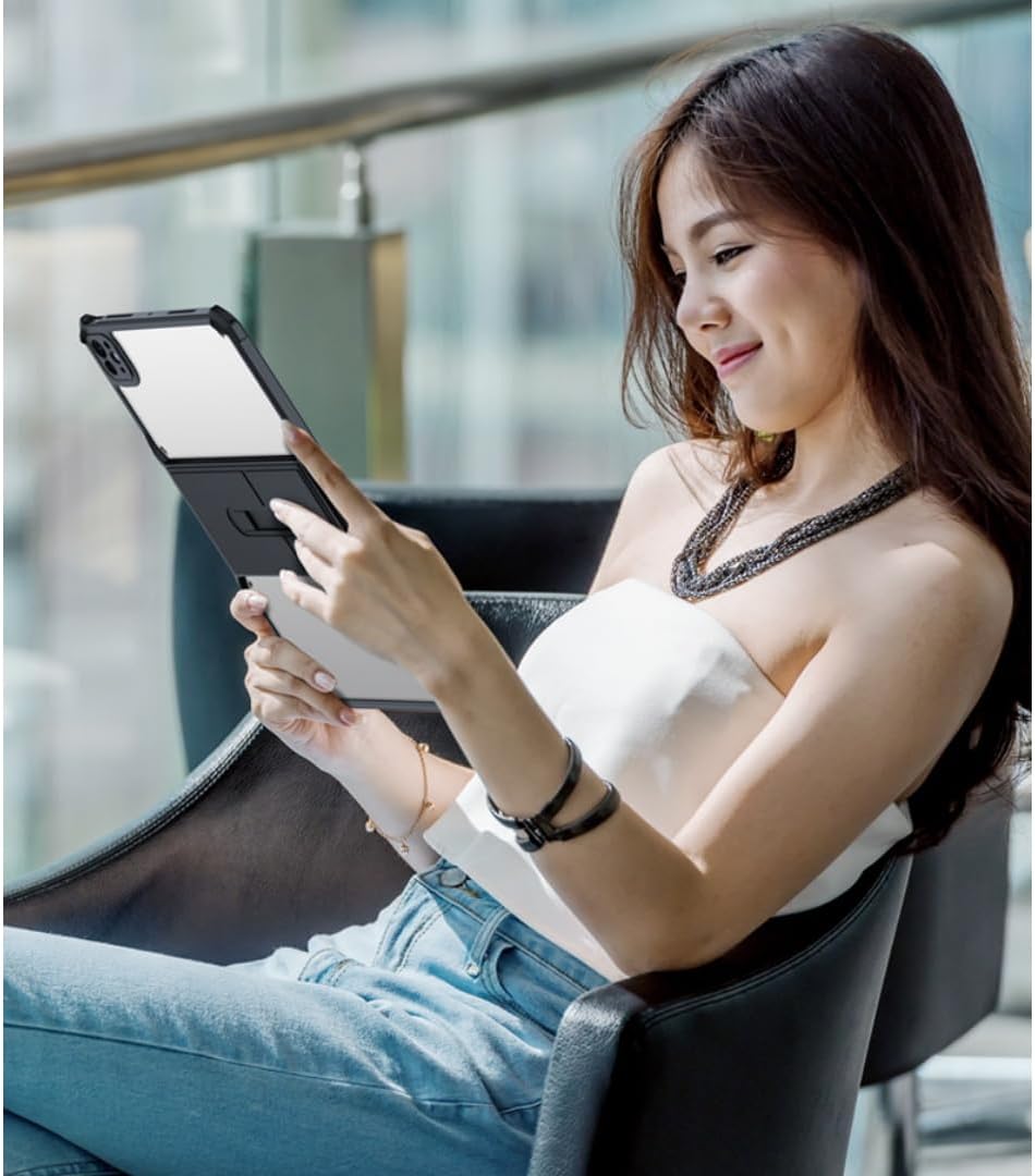 Clear Case with Stand for iPad Air 13 Inch Case (M4/M3/M2) 2026/2025/2024, iPad Pro 12.9 inch (6th/5th/4th/3rd Gen) Transparent Back Cover Kickstand Slim Light Drop Safe