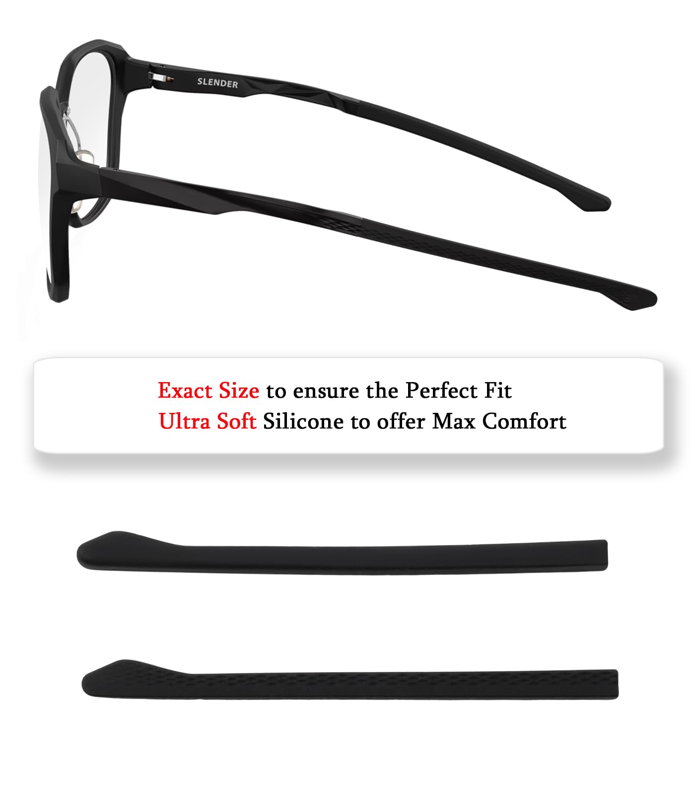 2 paia di gommini di ricambio per montatura occhiali Oakley Slender OX8193, colore: nero
