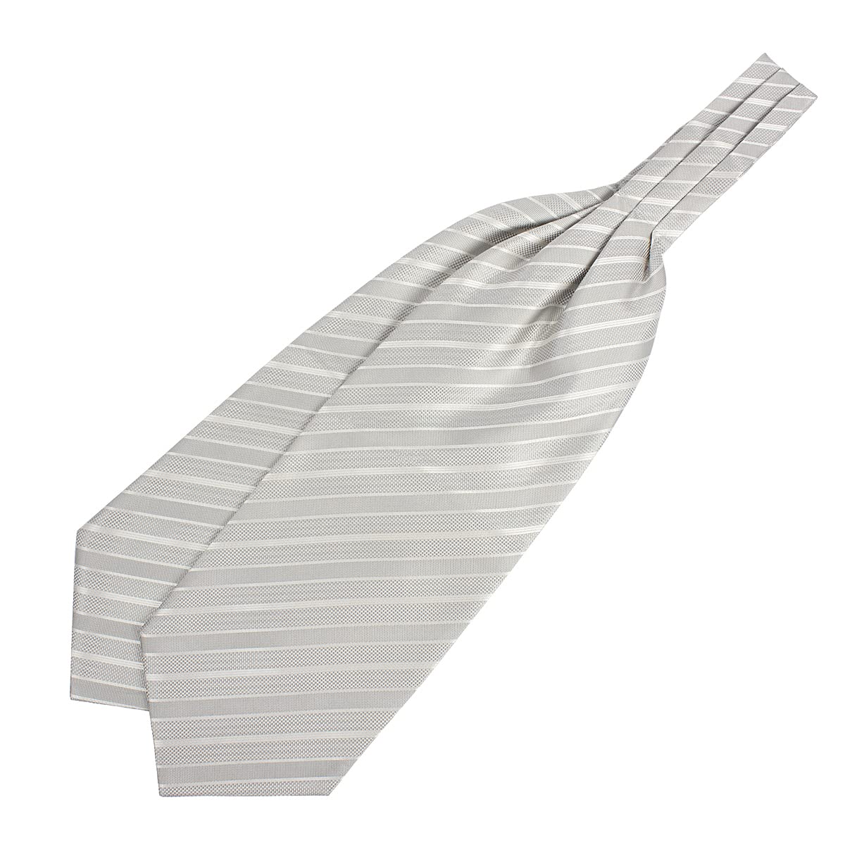 EXCY FORMAL COLLECTION Made in Japan 100% silk hand-knot Ascot tie & symbiotic pocket chief set Stripe Silver gray　ASC-943