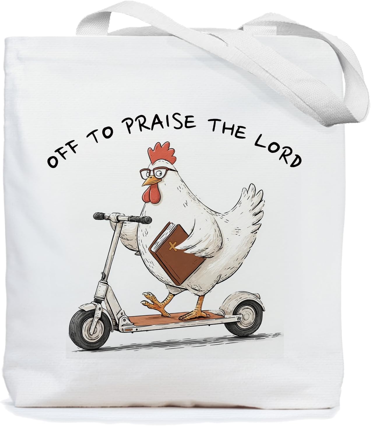 Chicimln Christian Goose Tote Bag, off to Praise the Lord Bible Verse Canvas Tote Bags