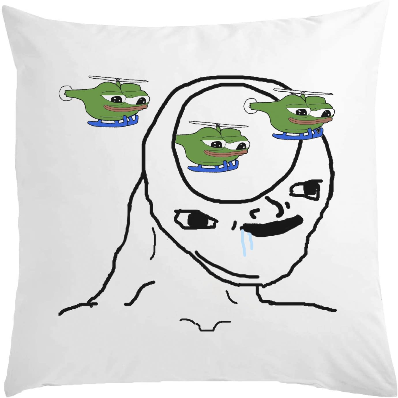 Oreiller de salon drôle Pepe Wojak blanc 40x40 cm pour canapé de gaming