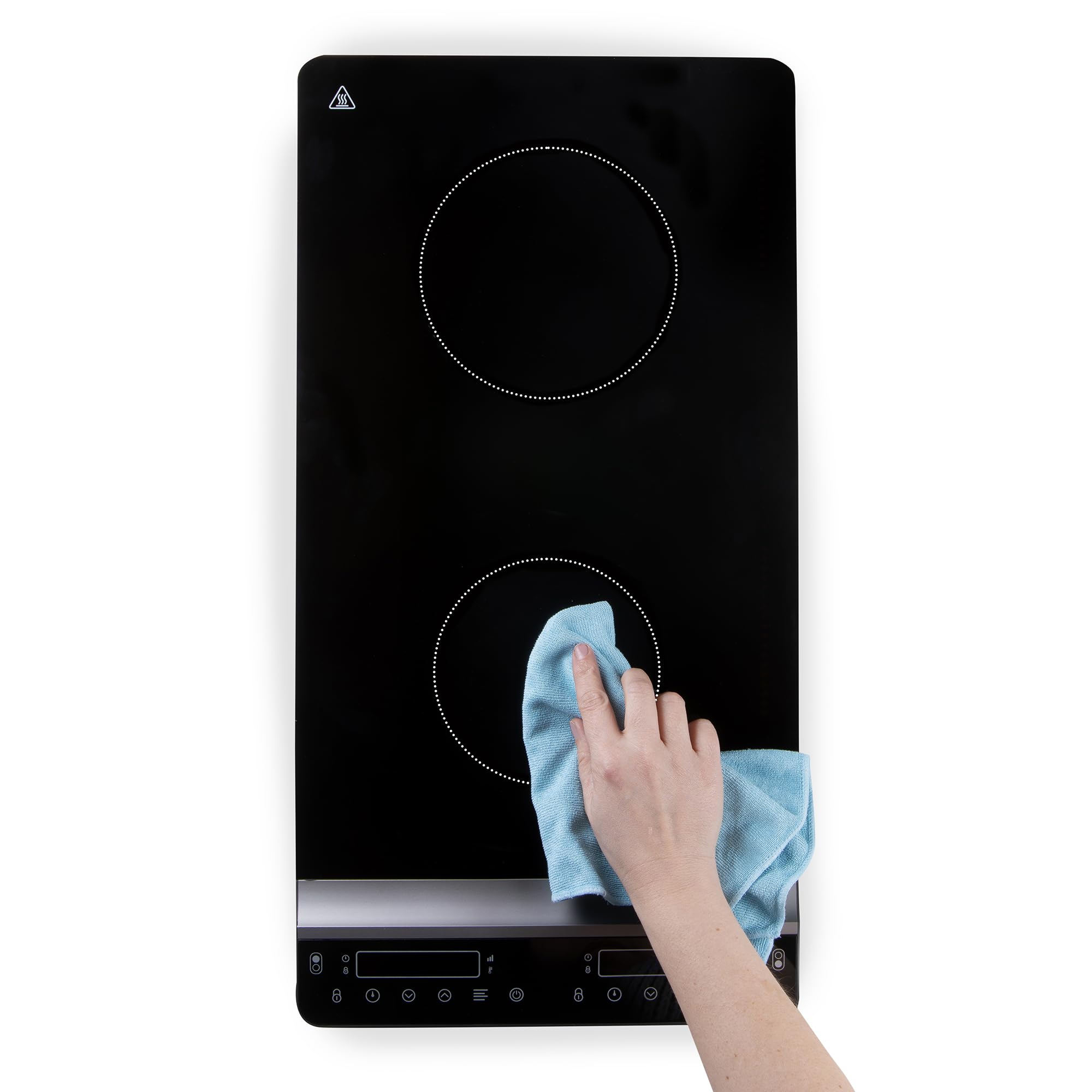 DOMO DO30211IP Plaque de cuisson à induction verticale - 2 feux - Commande tactile avec affichage LED - Minuterie digitale - 10 niveaux de puissance et de température - Sécurité enfant - Noir