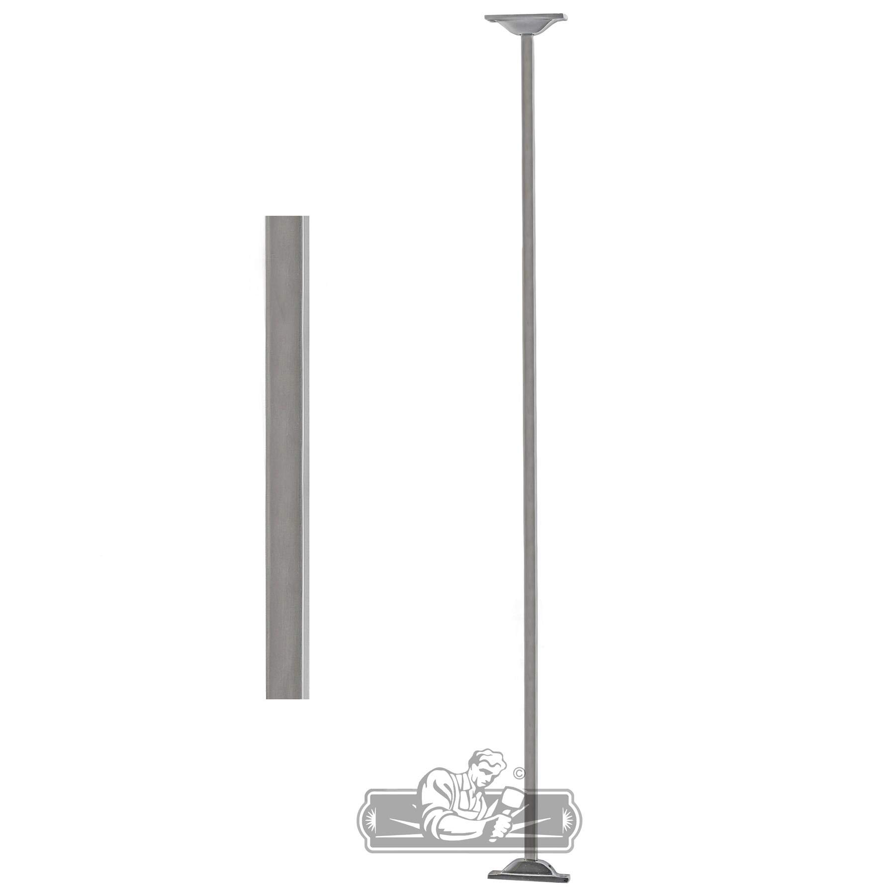 Black Country Metal Works Silver Stainless Steel Stair Spindles - Plain Untwisted With Landing Brackets